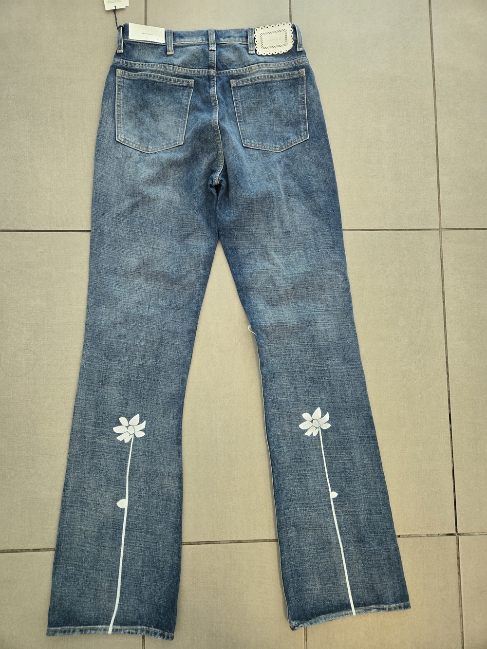 7 For All Mankind Easy Boot Jeans Womens 27 Blue Bootcut Floral Distressed - Picture 5 of 13